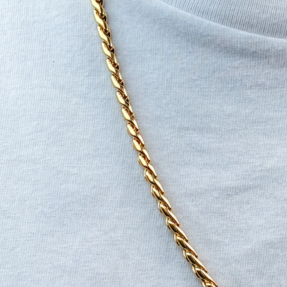 Cadena De Acero Trenzado / 60 Cms Dorada