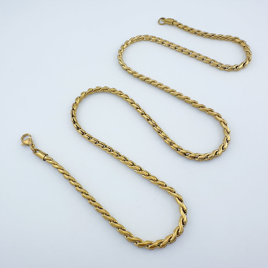 Cadena De Acero Trenzado / 60 Cms Dorada