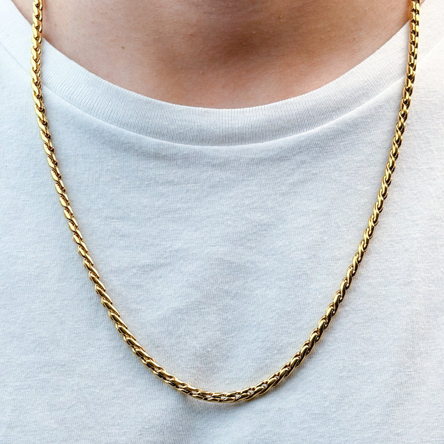 Cadena De Acero Trenzado / 60 Cms Dorada