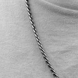 Cadena De Acero Trenzado / 60 Cms Plateada