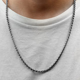 Cadena De Acero Trenzado / 60 Cms Plateada