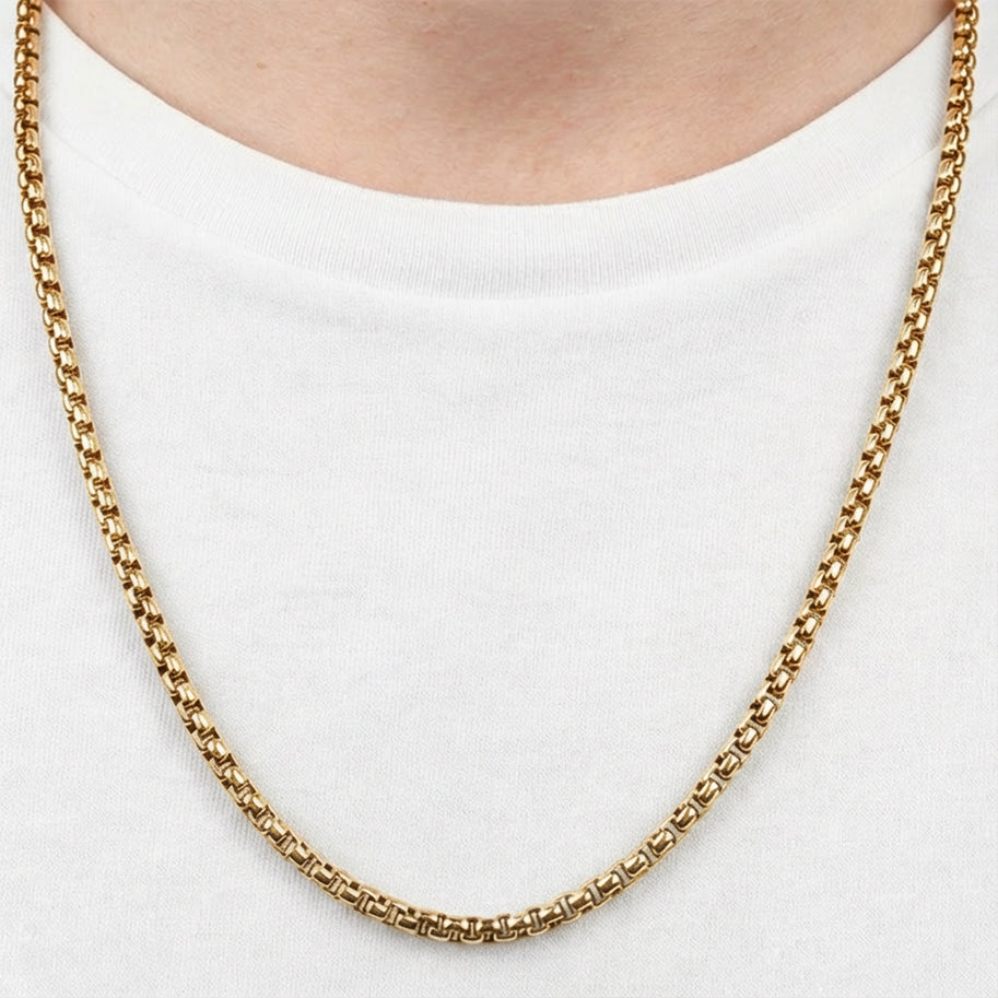 Cadena De Acero Veneciana / 60 Cms Dorada