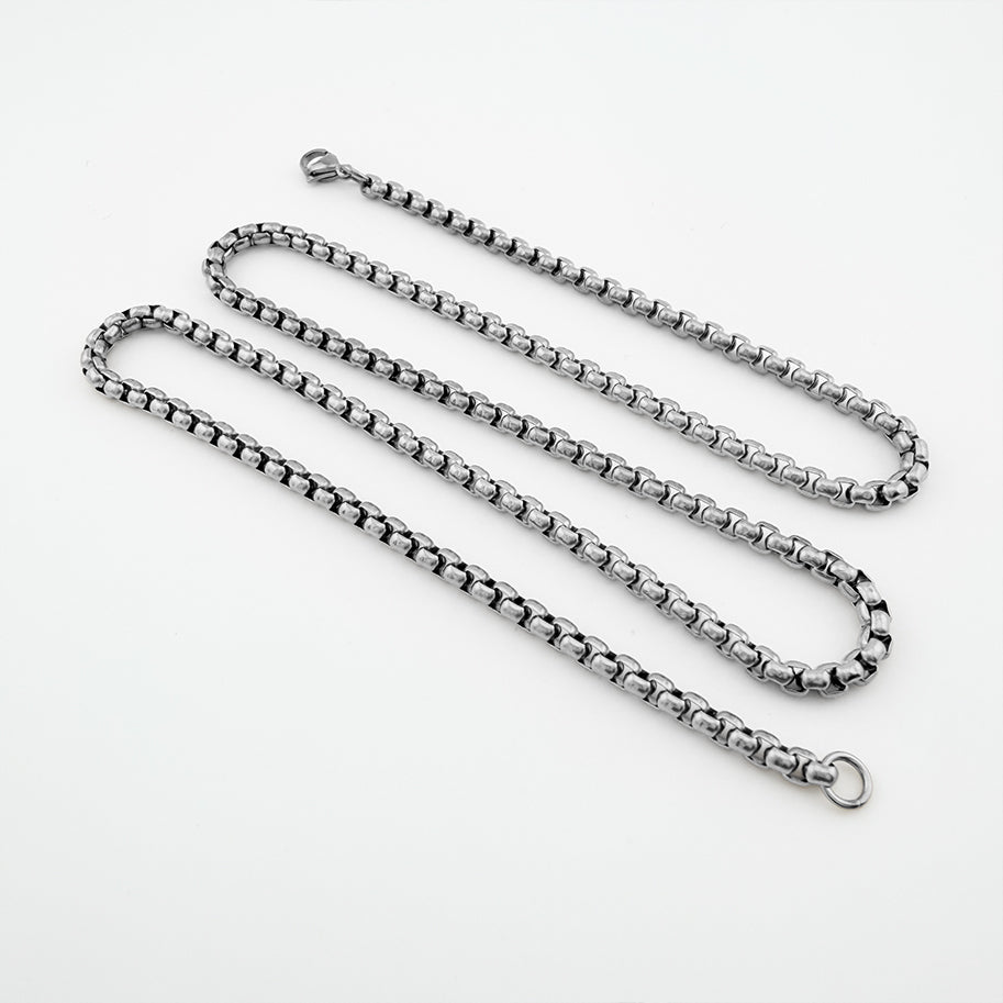 Cadena De Acero Veneciana / 60 Cms Plateada