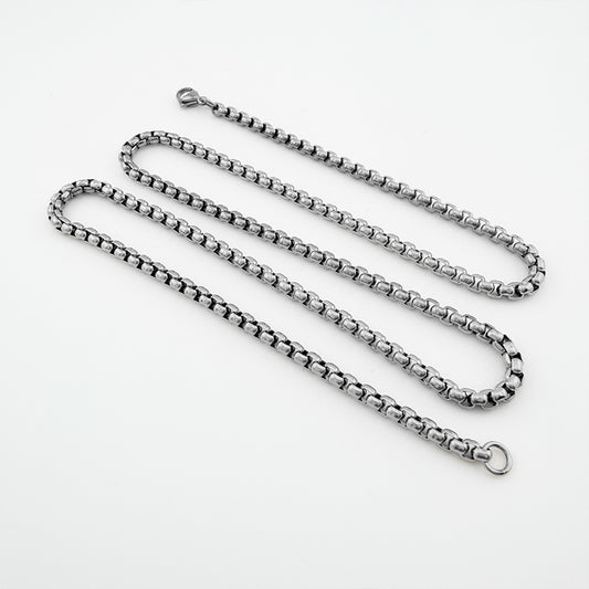 Cadena De Acero Veneciana / 60 Cms Plateada