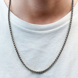 Cadena De Acero Veneciana / 60 Cms Plateada