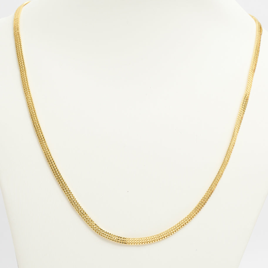 Cadena Tejido Plano Dorado Rodinado