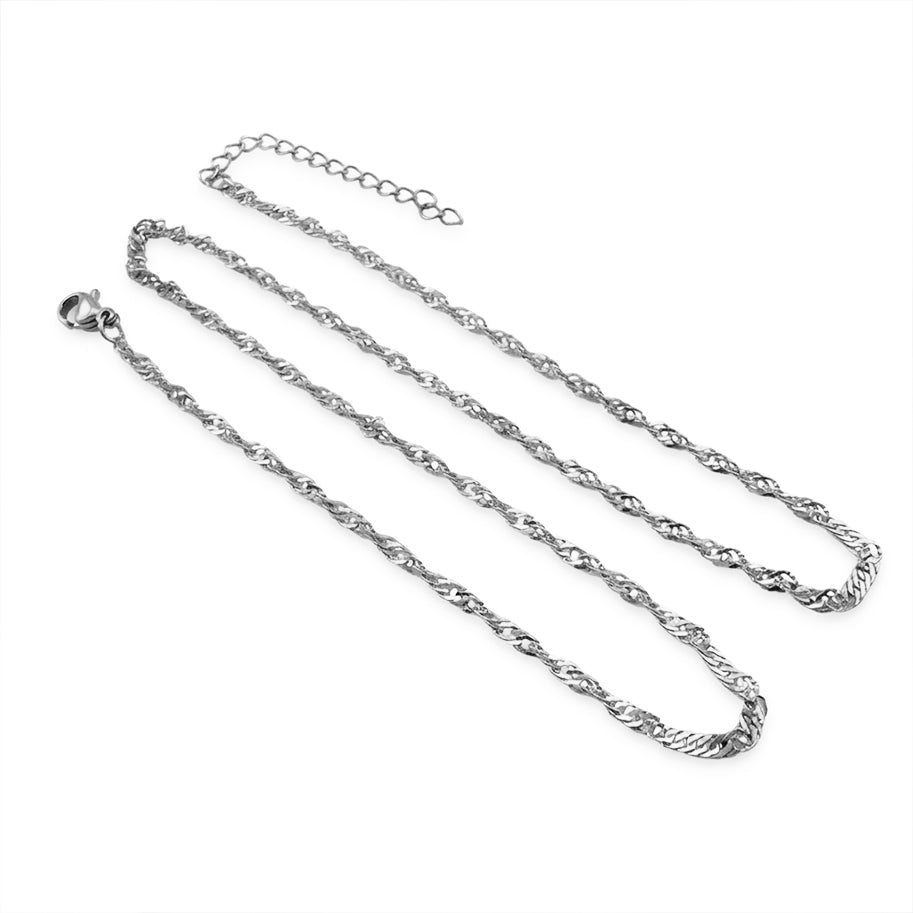 Cadena De Acero Singapur Plateada