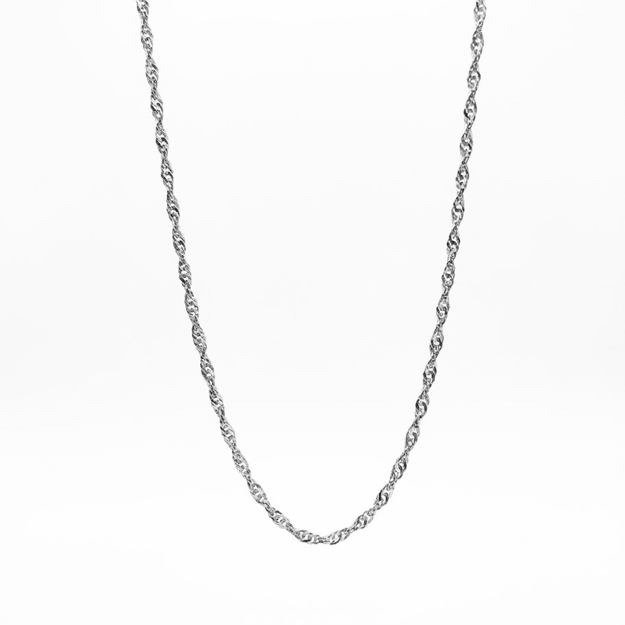 Cadena De Acero Singapur Plateada