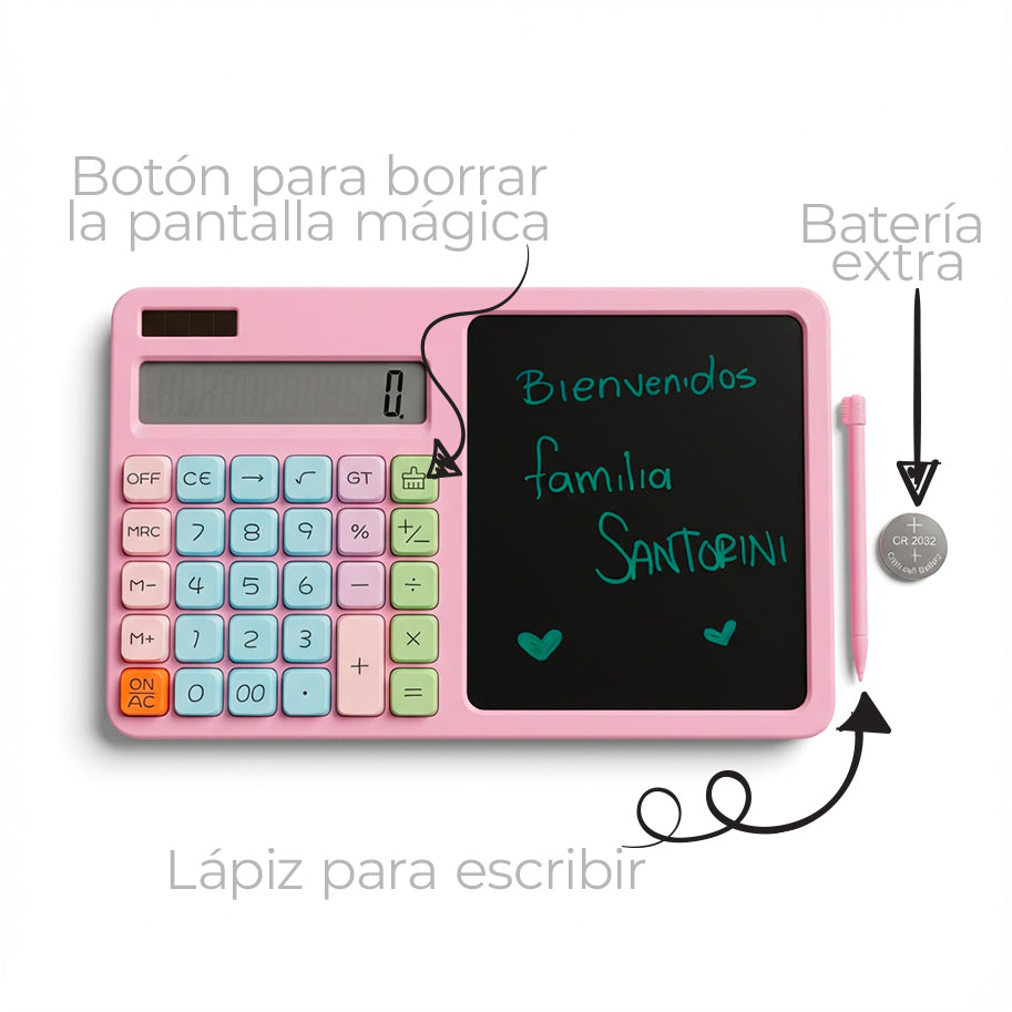 Calculadora Rosada Con Pantalla Mágica