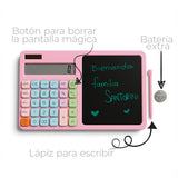 Calculadora Rosada Con Pantalla Mágica