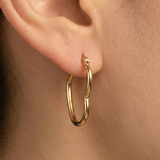 Candongas Corazón De Acero Doradas /25mm / X Par