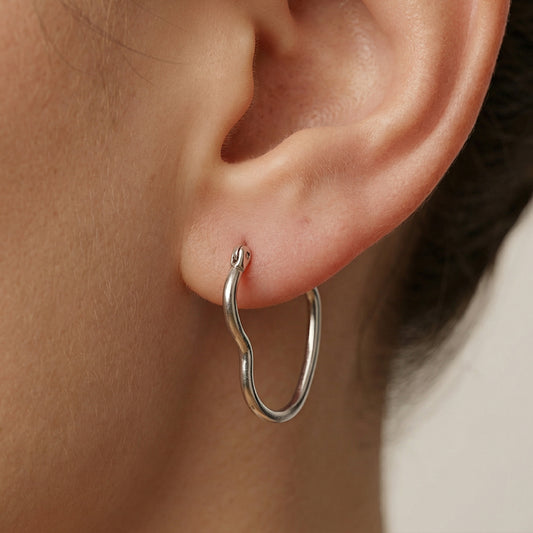 Candongas Corazón De Acero Plateadas / 20mm / x Par