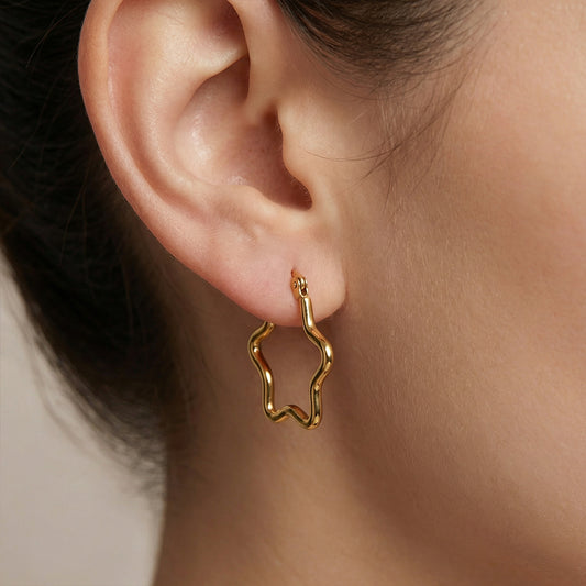 Candongas Estrella De Acero Doradas / 20mm / X Par