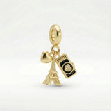 Charm Cámara Paris Torre Eiffel Dorado Rodinado