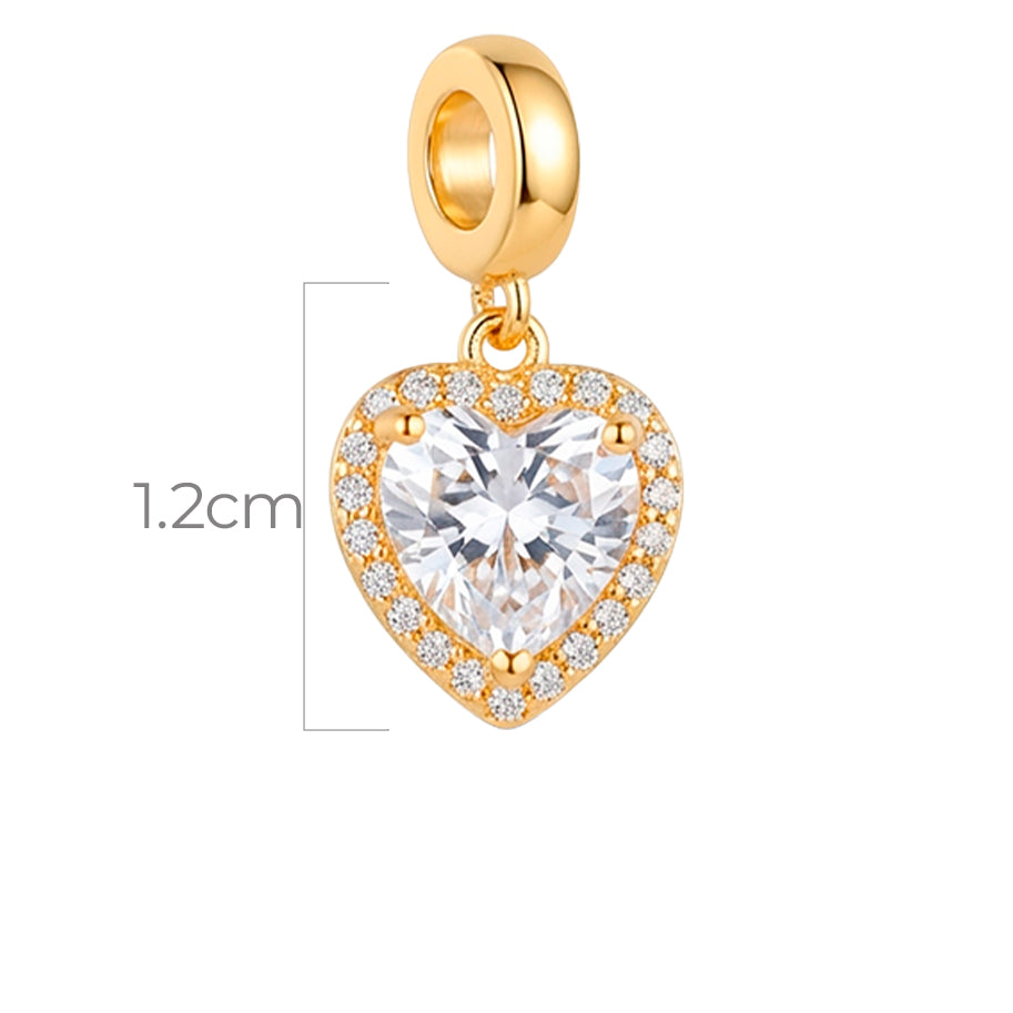 Charm Corazón Piedra Blanca Dorado Rodinado