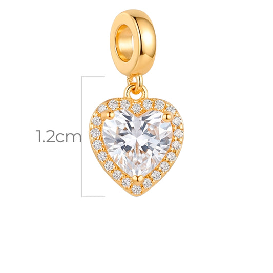 Charm Corazón Piedra Blanca Dorado Rodinado