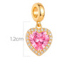 Charm Corazón Piedra Rosada Dorado Rodinado
