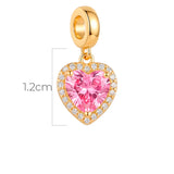 Charm Corazón Piedra Rosada Dorado Rodinado