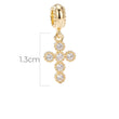Charm Cruz Circones Piedra Blanca Dorado Rodinado