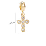 Charm Cruz Circones Piedra Blanca Dorado Rodinado
