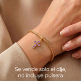 Charm Cruz Circones Piedra Lila Dorado Rodinado