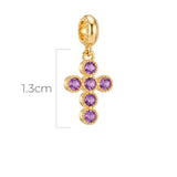 Charm Cruz Circones Piedra Lila Dorado Rodinado