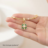 Charm Trébol Verde Dorado Rodinado