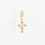 Charm Cruz Circones Piedra Blanca Dorado Rodinado