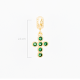 Charm Cruz Circones Piedra Verde Dorado Rodinado