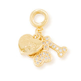 Charm Huella Hueso Corazón Dorado Rodinado