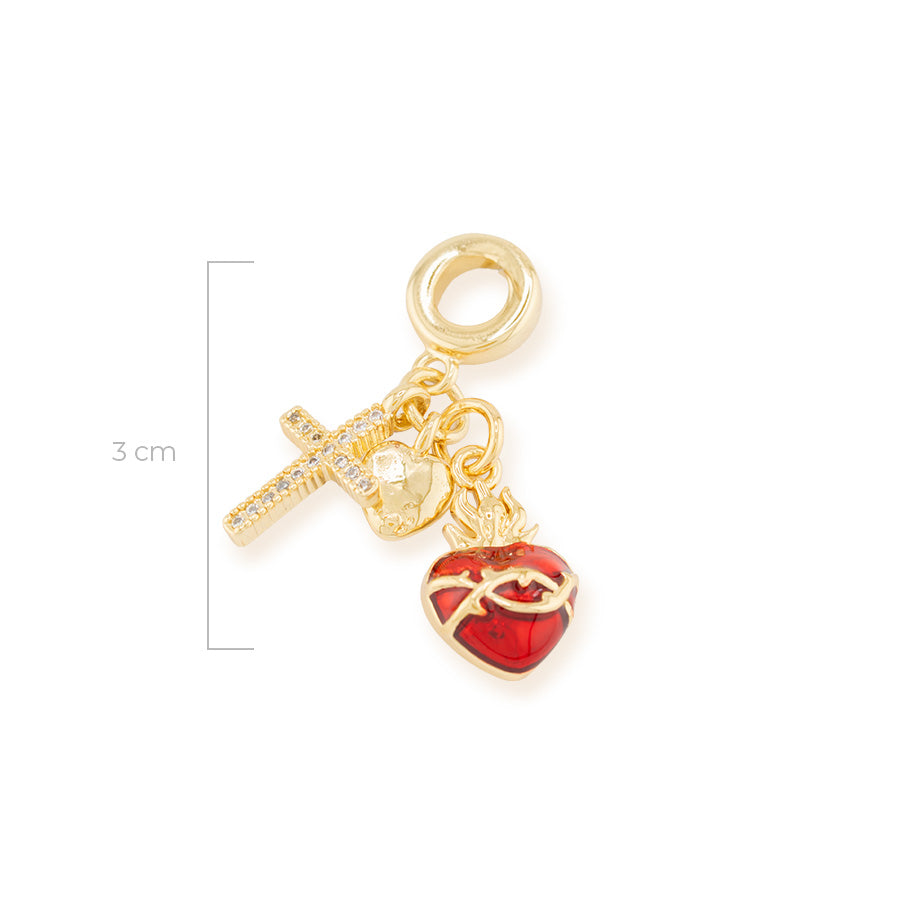 Charm Pand Sagrado Corazón Love Dorado Rodinado