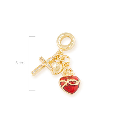 Charm Pand Sagrado Corazón Love Dorado Rodinado
