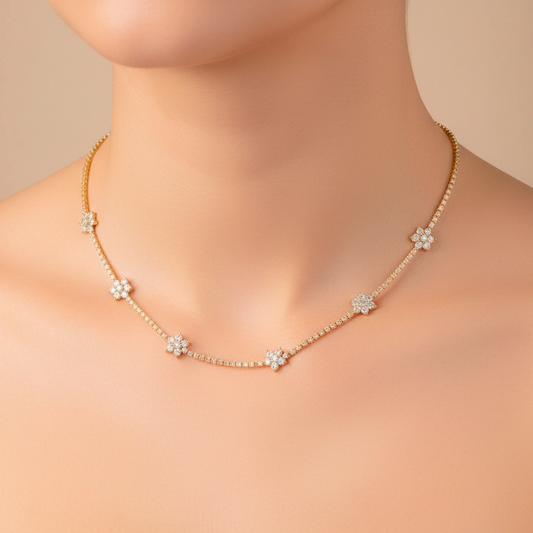 Collar Flor x5 Strass