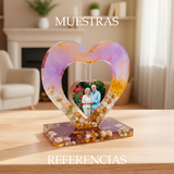 Molde De Silicona Corazón 3D Grande + Base Para Marco De Fotos Para Resina