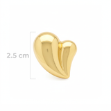 Corazón Chunky Doble Pasador Dorado Rodinado / 2.5 Cms