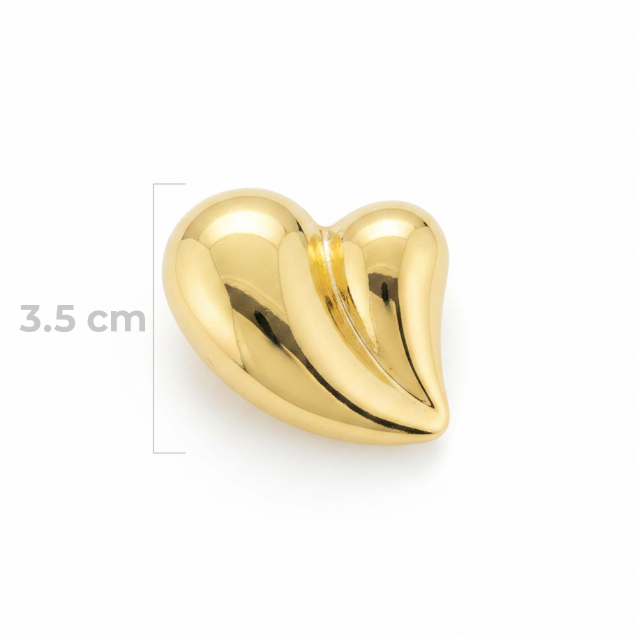 Corazón Chunky Doble Pasador Dorado Rodinado / 3.5 Cms