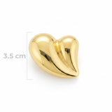 Corazón Chunky Doble Pasador Dorado Rodinado / 3.5 Cms