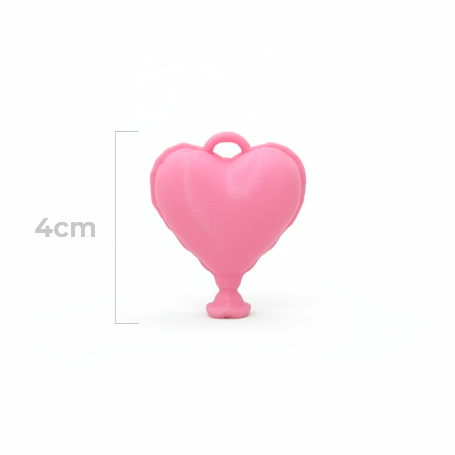 Corazón Globo Rosado 4 CM En Acrilico