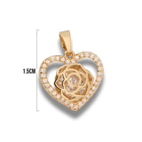Dije corazon rosa dorado rodinado