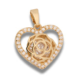 Dije corazon rosa dorado rodinado
