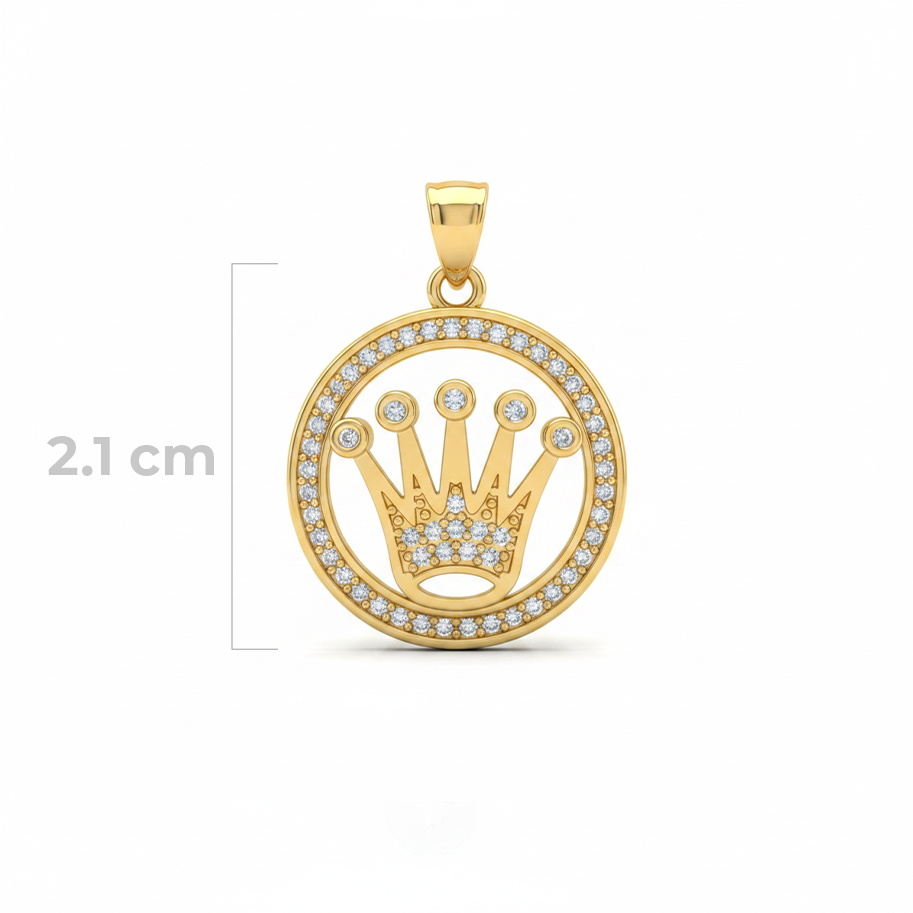 Corona Rolex Collar Dorado Piedra Blanca Rodinado