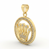 Corona Rolex Collar Dorado Piedra Blanca Rodinado