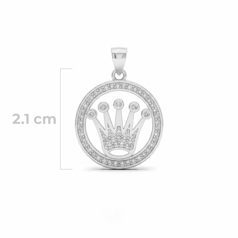 Corona Rolex Collar Plateado Piedra Blanca Rodinado
