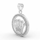 Corona Rolex Collar Plateado Piedra Blanca Rodinado