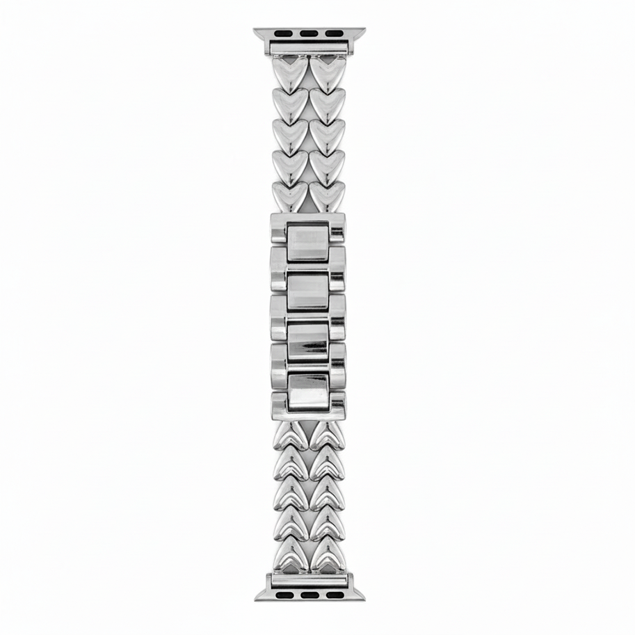 Correa para Reloj Smart Watch Plateado Corazones 38-40-41 MM