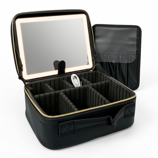 Cosmetiquera Luxury Negra Con Luz Led y Espejo