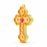 Cruz Corazón Acrílico Amarillo