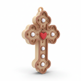 Cruz Corazón Acrílico Beige
