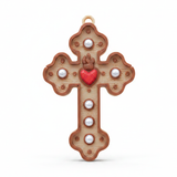 Cruz Corazón Acrílico Beige