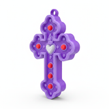 Cruz Corazón Acrílico Morado